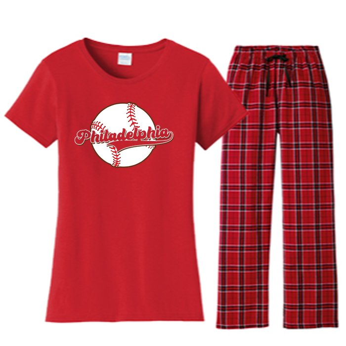 Vintage Philadelphia Baseball Throwback Retro Women's Flannel Pajama Set