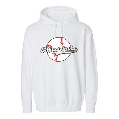 Vintage Philadelphia Baseball Throwback Retro Garment-Dyed Fleece Hoodie