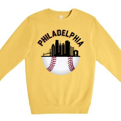 Vintage Philadelphia Baseball Retro Skyline Premium Crewneck Sweatshirt