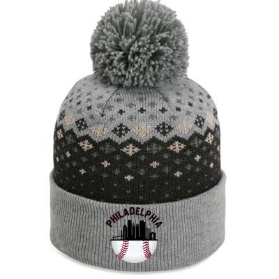 Vintage Philadelphia Baseball Retro Skyline The Baniff Cuffed Pom Beanie