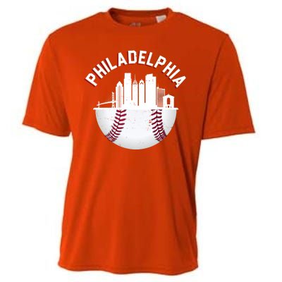 Vintage Philadelphia Baseball Retro Skyline Cooling Performance Crew T-Shirt