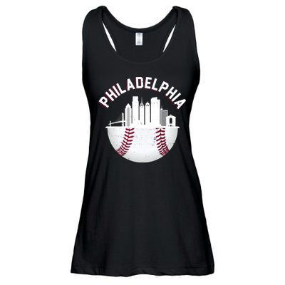 Vintage Philadelphia Baseball Retro Skyline Ladies Essential Flowy Tank