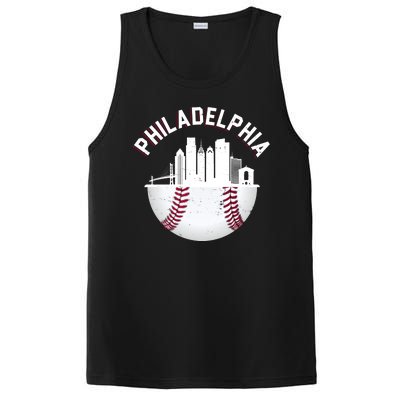 Vintage Philadelphia Baseball Retro Skyline PosiCharge Competitor Tank