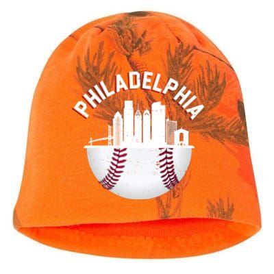 Vintage Philadelphia Baseball Retro Skyline Kati - Camo Knit Beanie