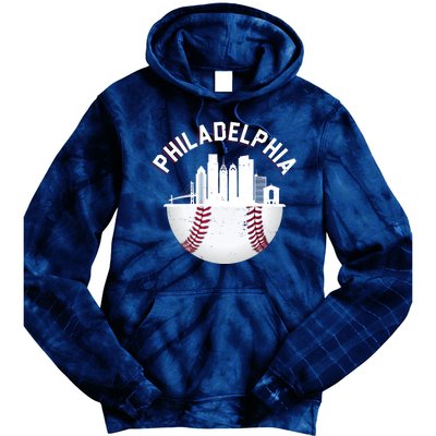 Vintage Philadelphia Baseball Retro Skyline Tie Dye Hoodie