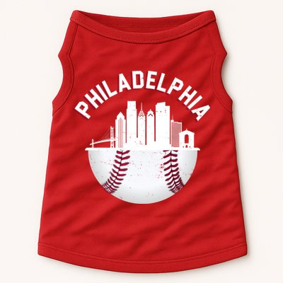 Vintage Philadelphia Baseball Retro Skyline Doggie Tank