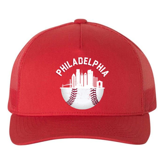 Vintage Philadelphia Baseball Retro Skyline Yupoong Adult 5-Panel Trucker Hat