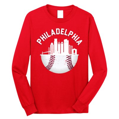 Vintage Philadelphia Baseball Retro Skyline Long Sleeve Shirt