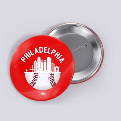 Vintage Philadelphia Baseball Retro Skyline Button