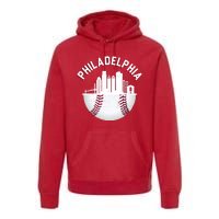 Vintage Philadelphia Baseball Retro Skyline Premium Hoodie