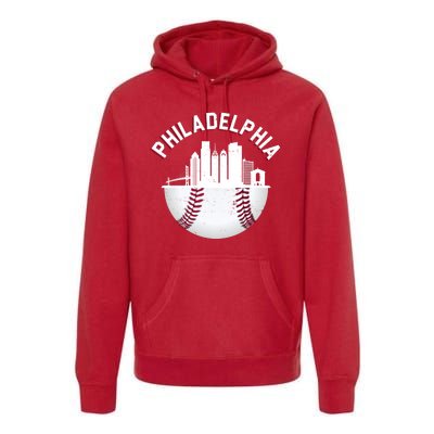 Vintage Philadelphia Baseball Retro Skyline Premium Hoodie