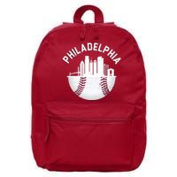 Vintage Philadelphia Baseball Retro Skyline 16 in Basic Backpack