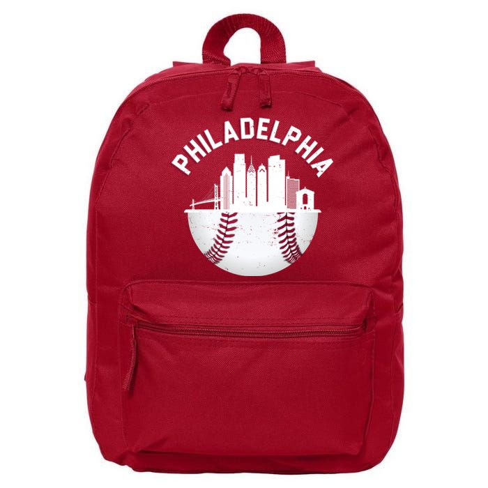 Vintage Philadelphia Baseball Retro Skyline 16 in Basic Backpack