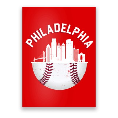 Vintage Philadelphia Baseball Retro Skyline Poster