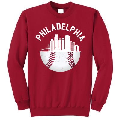 Vintage Philadelphia Baseball Retro Skyline Tall Sweatshirt