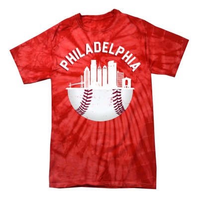 Vintage Philadelphia Baseball Retro Skyline Tie-Dye T-Shirt