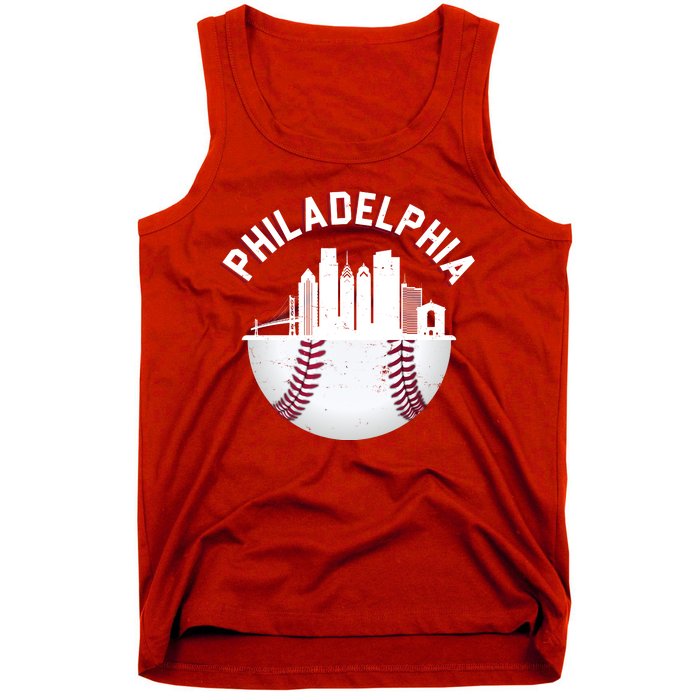 Vintage Philadelphia Baseball Retro Skyline Tank Top