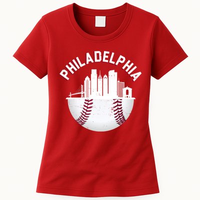 Vintage Philadelphia Baseball Retro Skyline Womens T-Shirt