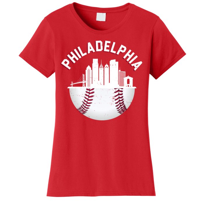 Vintage Philadelphia Baseball Retro Skyline Women's T-Shirt