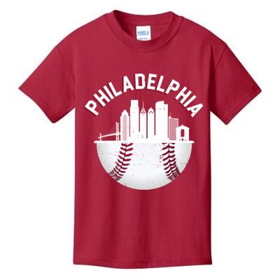Vintage Philadelphia Baseball Retro Skyline Kids T-Shirt