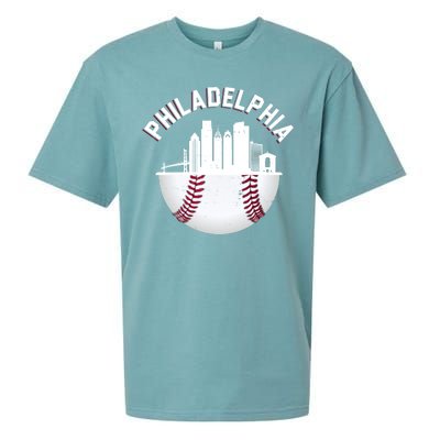 Vintage Philadelphia Baseball Retro Skyline Sueded Cloud Jersey T-Shirt