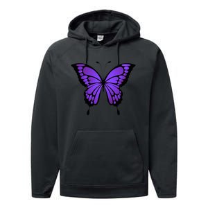 Vibrant Purple Butterfly Performance Fleece Hoodie