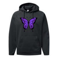 Vibrant Purple Butterfly Performance Fleece Hoodie