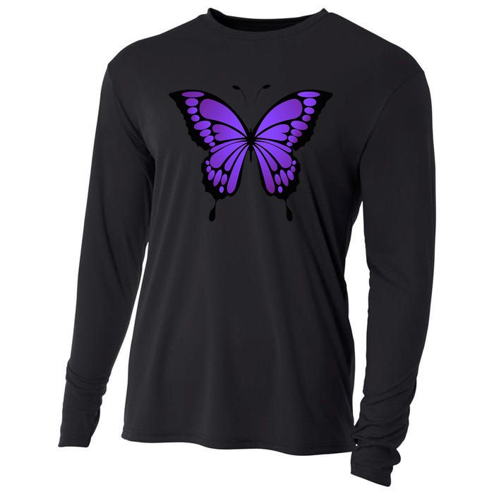 Vibrant Purple Butterfly Cooling Performance Long Sleeve Crew