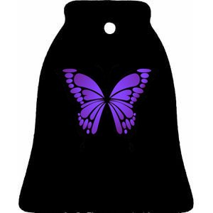 Vibrant Purple Butterfly Ceramic Bell Ornament