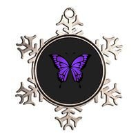 Vibrant Purple Butterfly Metallic Star Ornament