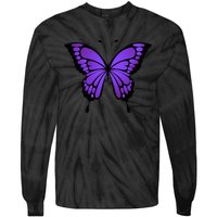 Vibrant Purple Butterfly Tie-Dye Long Sleeve Shirt