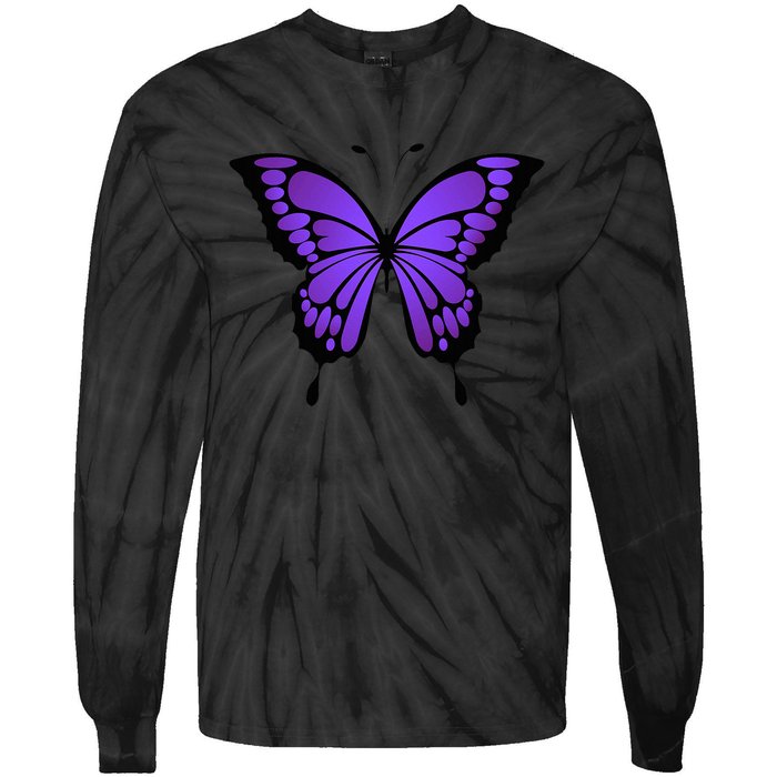 Vibrant Purple Butterfly Tie-Dye Long Sleeve Shirt