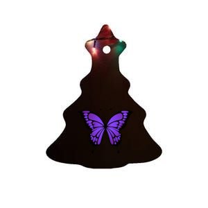 Vibrant Purple Butterfly Ceramic Tree Ornament