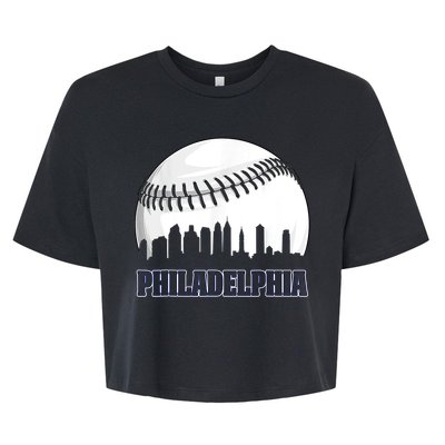 Vintage Philadelphia Baseball Skyline Retro Philly Cityscap Bella+Canvas Jersey Crop Tee