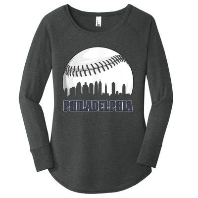 Vintage Philadelphia Baseball Skyline Retro Philly Cityscap Women's Perfect Tri Tunic Long Sleeve Shirt