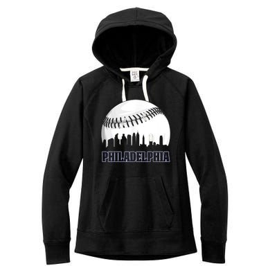 Vintage Philadelphia Baseball Skyline Retro Philly Cityscap Women's Fleece Hoodie