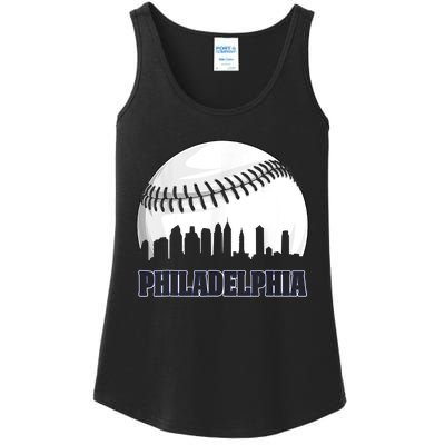 Vintage Philadelphia Baseball Skyline Retro Philly Cityscap Ladies Essential Tank