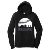 Vintage Philadelphia Baseball Skyline Retro Philly Cityscap Women's Pullover Hoodie