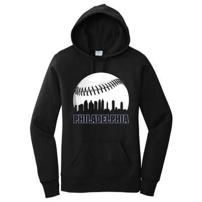 Vintage Philadelphia Baseball Skyline Retro Philly Cityscap Women's Pullover Hoodie