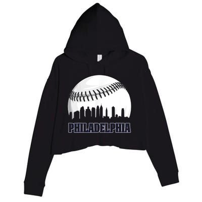 Vintage Philadelphia Baseball Skyline Retro Philly Cityscap Crop Fleece Hoodie