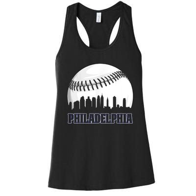 Vintage Philadelphia Baseball Skyline Retro Philly Cityscap Women's Racerback Tank