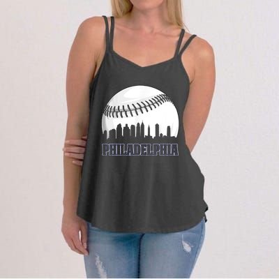 Vintage Philadelphia Baseball Skyline Retro Philly Cityscap Women's Strappy Tank