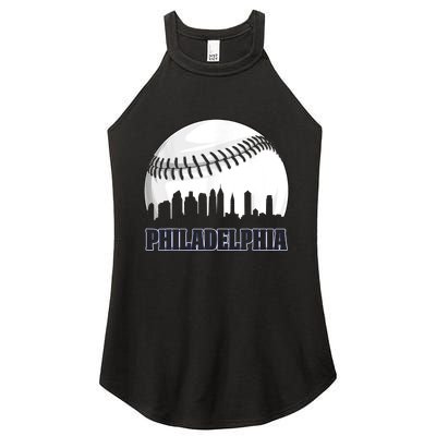 Vintage Philadelphia Baseball Skyline Retro Philly Cityscap Women's Perfect Tri Rocker Tank