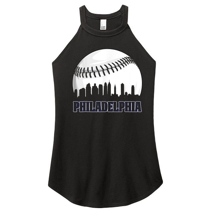 Vintage Philadelphia Baseball Skyline Retro Philly Cityscap Women's Perfect Tri Rocker Tank