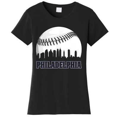 Vintage Philadelphia Baseball Skyline Retro Philly Cityscap Women's T-Shirt