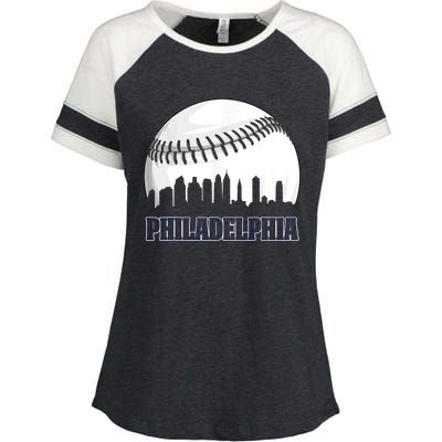 Vintage Philadelphia Baseball Skyline Retro Philly Cityscap Enza Ladies Jersey Colorblock Tee