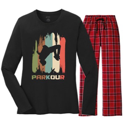 Vintage Parkour Boy Parkour Lovers Women's Long Sleeve Flannel Pajama Set 