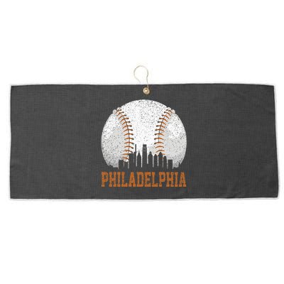 Vintage Philadelphia Cityscape Baseball Lover Player Fans Large Microfiber Waffle Golf Towel