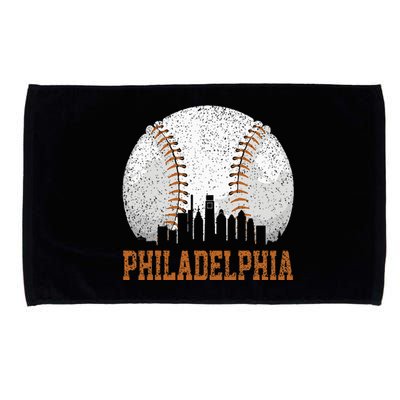 Vintage Philadelphia Cityscape Baseball Lover Player Fans Microfiber Hand Towel