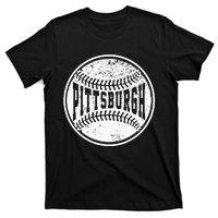 Vintage Pittsburgh Cityscape Baseball Lover Player And Fans T-Shirt